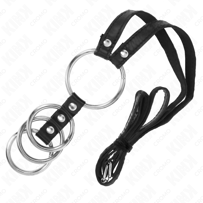 KINK - 4 ANÉIS DE METAL CONECTADOS DE 3,8 CM A 5 CM COM CINTO DE COURO 112 CM - Imagem 5
