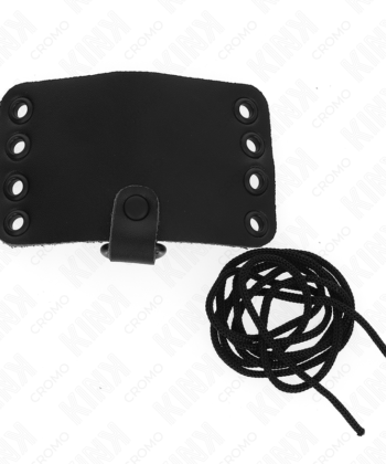 KINK - ANEL DE COURO PARA PÉNIS COM FECHO DE RENDA E CADARÇOS - Image 3