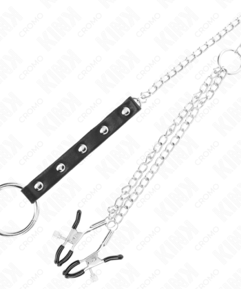 Visão alternativa de KINK - ANEL DE PÊNIS DE METAL COM CORRENTE E GRAMPOS DE MAMILO AJUSTÁVEIS