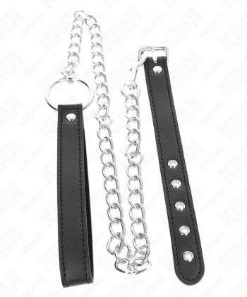 Visão alternativa de KINK - ANEL DE COURO PARA O PÊNIS 21,5 X 2 CM COM CORRENTE DE METAL DE 60 CM E TIRA DE COURO