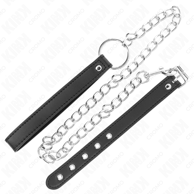 KINK - ANEL DE COURO PARA O PÊNIS 21,5 X 2 CM COM CORRENTE DE METAL DE 60 CM E TIRA DE COURO - Imagem 3