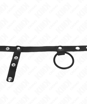 Visão alternativa de KINK - ANEL DE PÊNIS DE SILICONE 3,8 CM COM DIVISOR DE BOLAS E TIRA DE COURO 22 X 1,5 CM