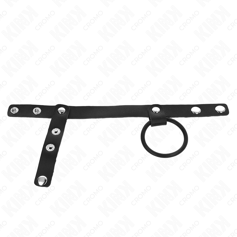 KINK - ANEL DE PÊNIS DE SILICONE 3,8 CM COM DIVISOR DE BOLAS E TIRA DE COURO 22 X 1,5 CM - Image 2
