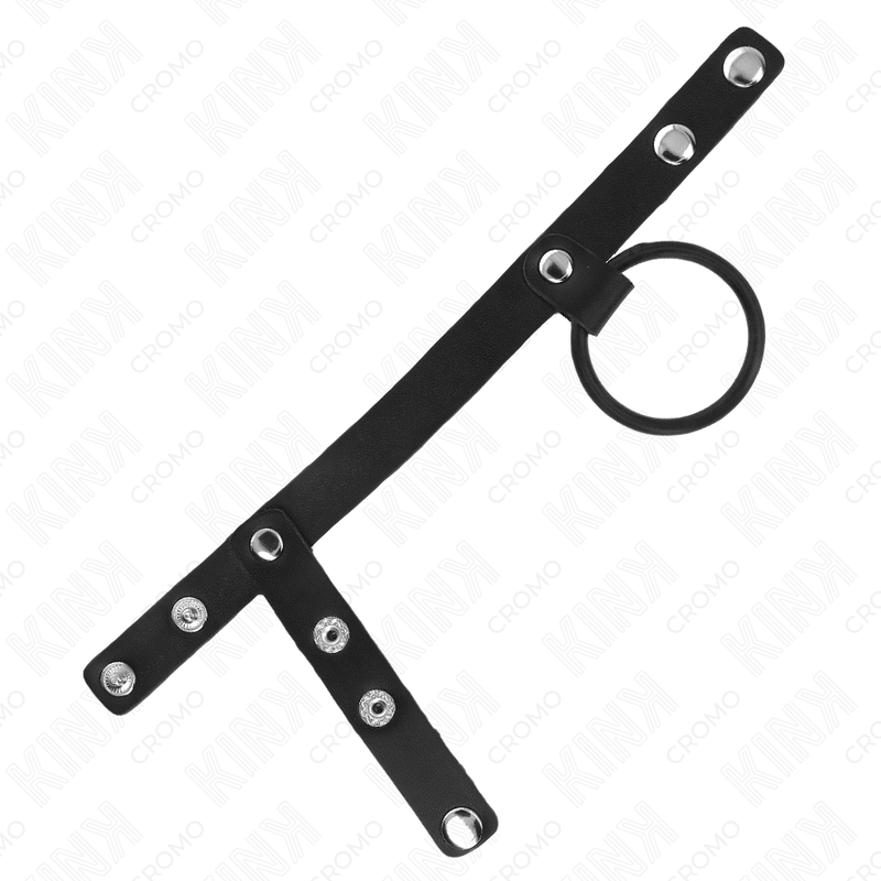 KINK - ANEL DE PÊNIS DE SILICONE 3,8 CM COM DIVISOR DE BOLAS E TIRA DE COURO 22 X 1,5 CM - Image 3