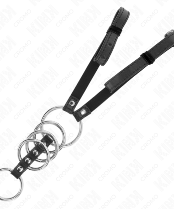 Visão alternativa de KINK - 5 ANÉIS DE PÊNIS 3,8 CM A 5 CM METAL COM CINTO DE COURO 112 CM