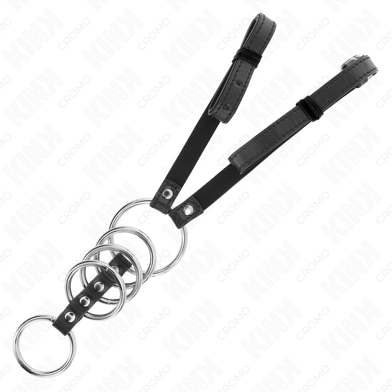 KINK - 5 ANÉIS DE PÊNIS 3,8 CM A 5 CM METAL COM CINTO DE COURO 112 CM - Image 2
