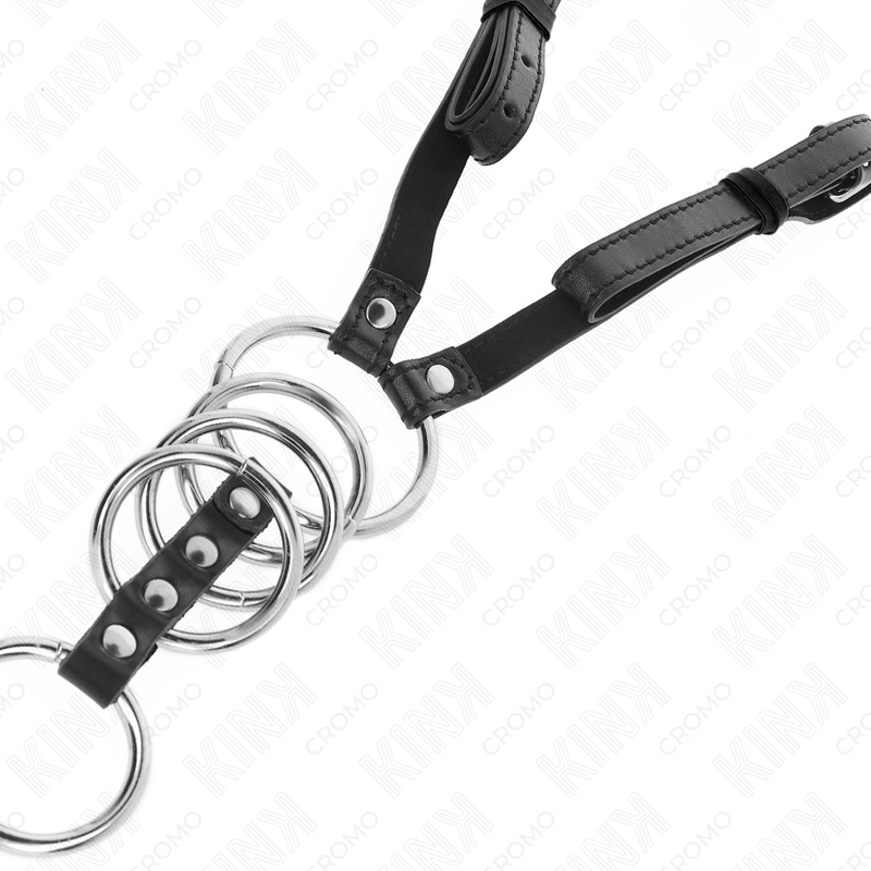 KINK - 5 ANÉIS DE PÊNIS 3,8 CM A 5 CM METAL COM CINTO DE COURO 112 CM - Image 3