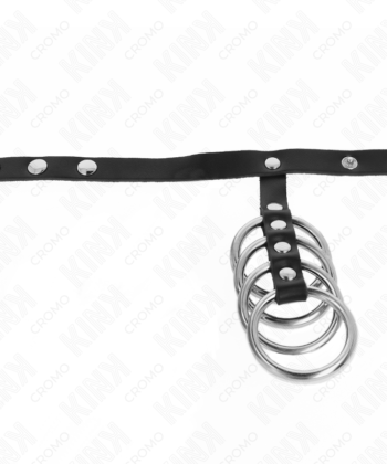Visão alternativa de KINK - 4 ANÉIS DE METAL 3,8 CM CONECTADOS COM TIRA DE COURO 22 X 1,5 CM E FECHO DE PRESSÃO