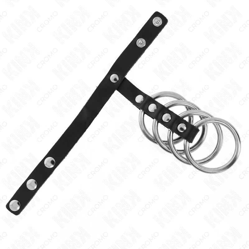 KINK - 4 ANÉIS DE METAL 3,8 CM CONECTADOS COM TIRA DE COURO 22 X 1,5 CM E FECHO DE PRESSÃO - Imagem 3