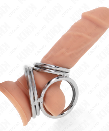 KINK - ANEL PARA PÊNIS DE METAL TRIPLO CROMADO 3,8 CM A 5 CM MODELO 1