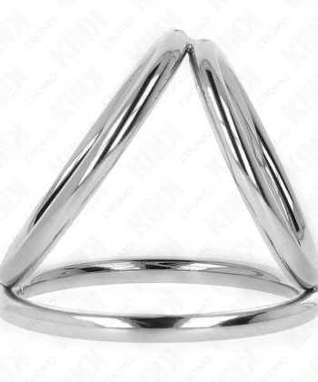 Visão alternativa de KINK - ANEL DE PÊNIS TRIPLO DE METAL CROMADO 3,8 CM A 5 CM MODELO 2