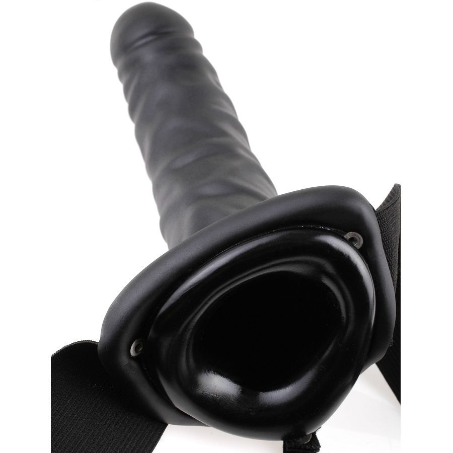 FETISH FANTASY SERIES - 19 CM VIBRATÓRIO OCO STRAP-ON PRETO - Image 3