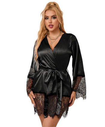 SUBBLIME - 953805 PIJAMAS ELEGANTES DE RENDA + TANGA PRETA L/XL