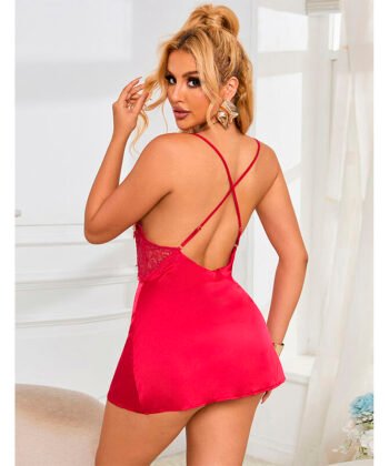 Visão alternativa de SUBBLIME - 954130 BABYDOLL COM DESIGN FLORAL VERMELHO L/XL