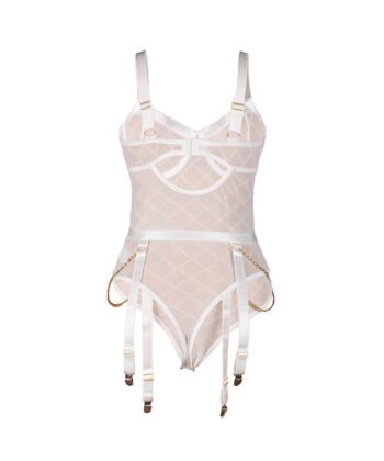 Visão alternativa de SUBBLIME - 954291 BODY COM CORRENTES + CINTO-LIGA BRANCO L/XL