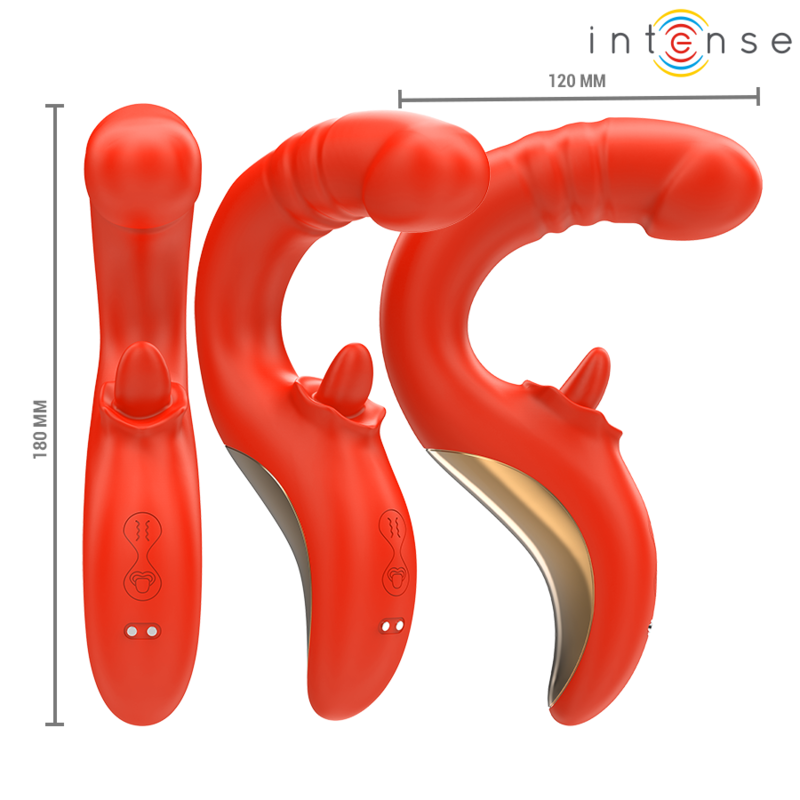 INTENSE - VIBRADOR E ESTIMULADOR PAULINA EM FORMATO U VERMELHO - Imagem 2