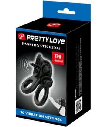 PRETTY LOVE - ANEL APAIXONADO ANEL VIBRATÓRIO DUPLO + ESTIMULADOR DE CLITÓRIS PRETO - Image 3