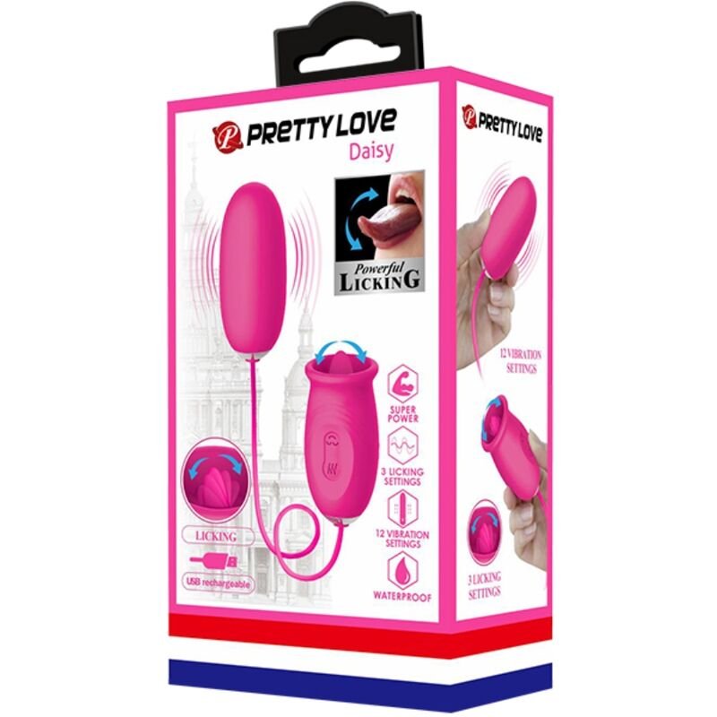 PRETTY LOVE - OVO VIBRADOR DAISY + LÍNGUA ESTIMULANTE DE CLITÓRIS ROSA - Image 5