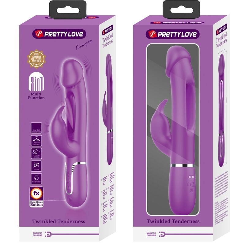 PRETTY LOVE - KAMPAS 3 EM 1 MULTIFUNCIONAL COELHO VIBRADOR ROXO - Imagem 5