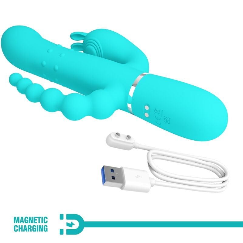 PRETTY LOVE - CAMMY 4 EM 1 MULTIFUNCIONAL TRIPPLE RABBIT VIBRADOR AZUL - Imagem 5