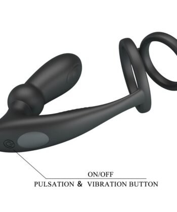 Visão alternativa de PRETTY LOVE - ANEL PENIS EMONI + PLUG ANAL 12 VIBRAÇÕES PRETO
