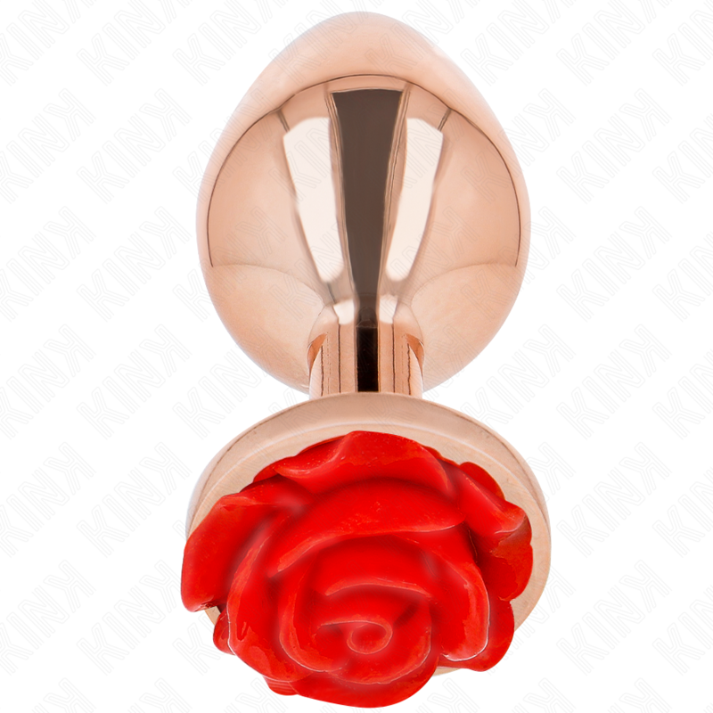 KINK - PLUG ANAL ROSA OURO COM ROSA VERMELHA L - Imagem 2