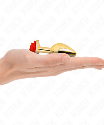 KINK - PLUG ANAL OURO ROSA VERMELHO TAMANHO S