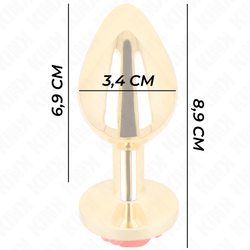 KINK - PLUG ANAL OURO ROSA VERMELHO TAMANHO M - Imagem 3
