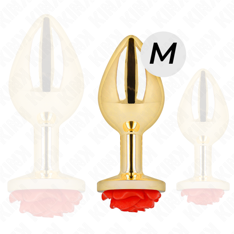 KINK - PLUG ANAL OURO ROSA VERMELHO TAMANHO M - Imagem 4