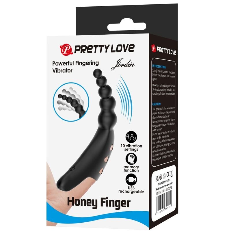 PRETTY LOVE - VIBRADOR DE DEDO JORDIN 10 VIBRAÇÕES PRETO - Imagem 3