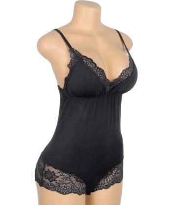 Visão alternativa de SUBBLIME - TEDDY PRETO FLORAL DETALHE DE RENDA L/XL