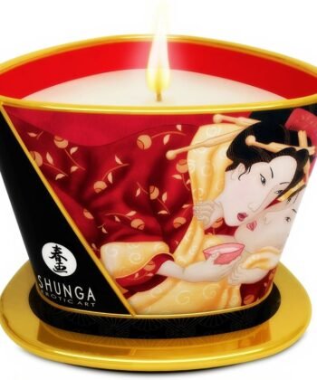 SHUNGA - MINI CARESS POR CANDELIGHT MORANGOS E VELA DE MASSAGEM CAVA 170 ML