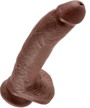 KING COCK - 9 DILDO CASTANHO COM BOLAS 22.9 CM