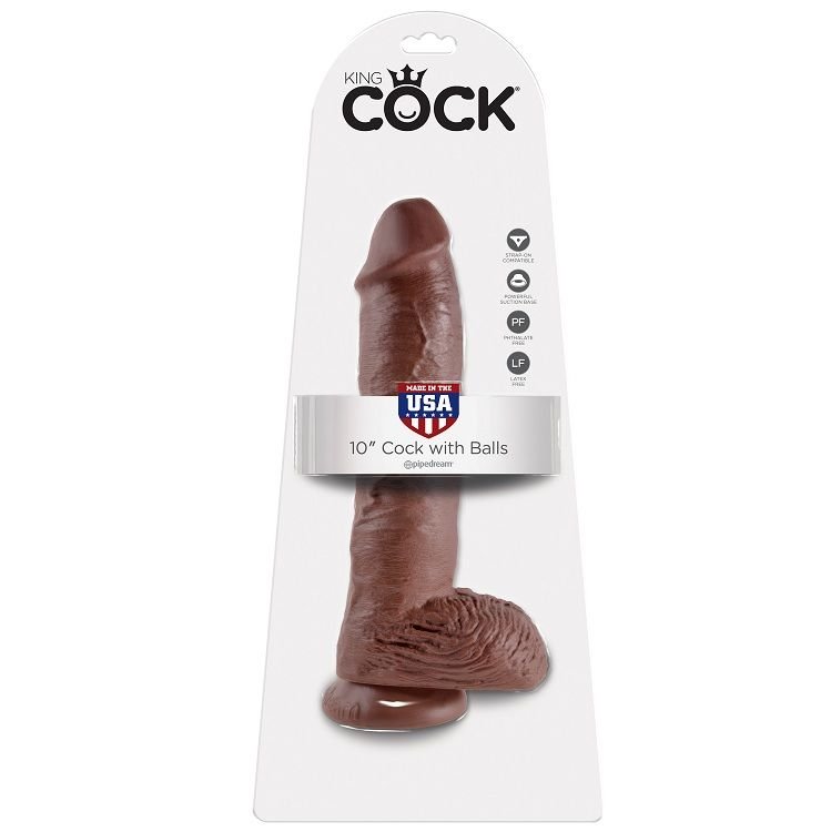 KING COCK - 10 DILDO CASTANHO COM BOLAS 25.4 CM - Image 4