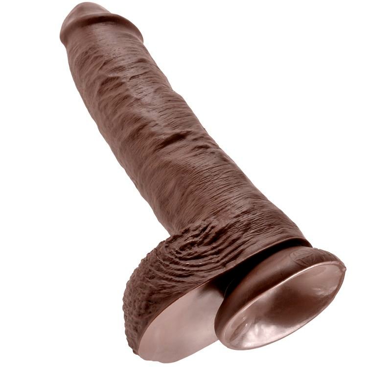 KING COCK - 10 DILDO CASTANHO COM BOLAS 25.4 CM - Image 2
