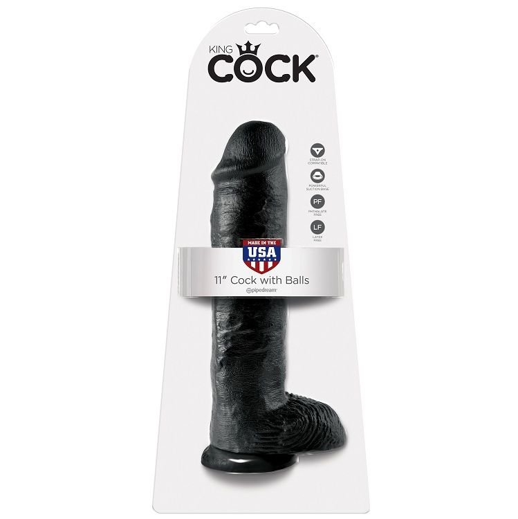 KING COCK - DILDO PRETO COM BOLAS 28 CM - Image 5