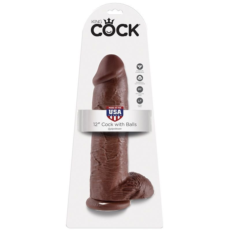 KING COCK - DILDO CASTANHO COM BOLAS 30.48 CM - Imagem 3