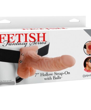 Visão alternativa de FETISH FANTASY SERIES - 7 HOLLOW STRAP-ON WITH BALLS 17.8CM NATURAL