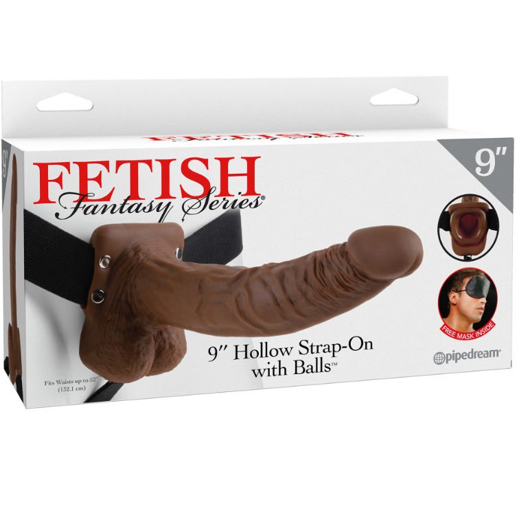 FETISH FANTASY SERIES - 9 STRAP-ON OCO COM BOLAS 22,9CM CASTANHO - Image 3