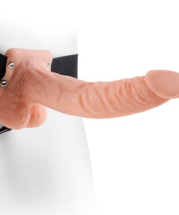 FETISH FANTASY SERIES - 9 HOLLOW STRAP-ON WITH BALLS 22.9CM NATURAL