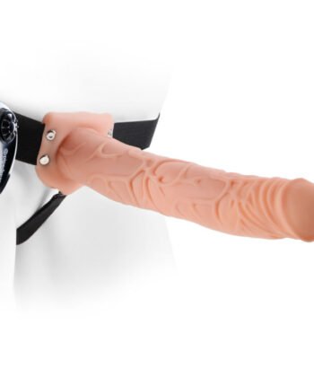FETISH FANTASY SERIES - 11 HOLLOW STRAP-ON VIBRANDO COM BOLAS 27,9CM CARNE