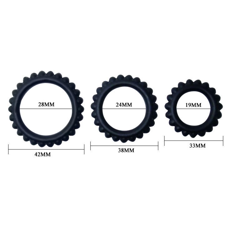 BAILE - CONJUNTO TITAN 3PCS ANEL PARA GALO PRETO 2.8 + 2.4 + 1.9 CM - Image 3