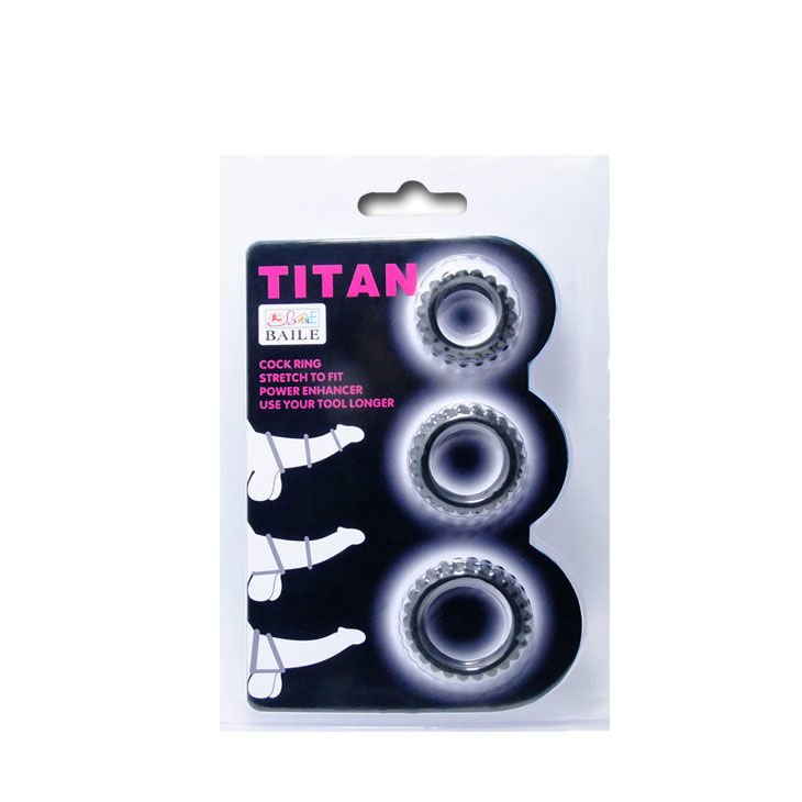 BAILE - CONJUNTO TITAN 3PCS ANEL PARA GALO PRETO 2.8 + 2.4 + 1.9 CM - Image 2