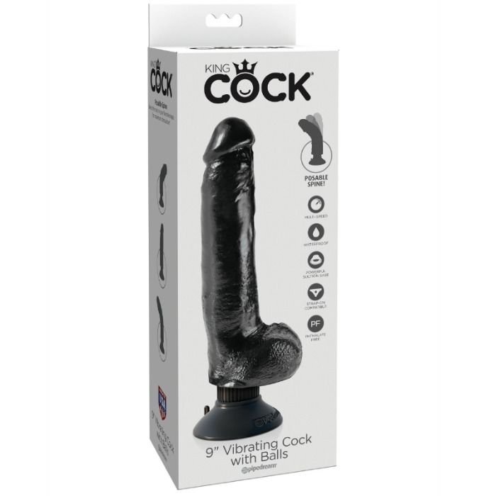 KING COCK - DILDO VIBRANTE COM TESTÍCULOS 23 CM PRETO - Image 5
