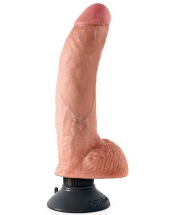 KING COCK - DILDO VIBRADOR COM TESTÍCULOS 23 CM NATURAL