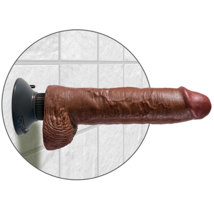 KING COCK - DILDO VIBRADOR COM TESTÍCULOS 25.5 CM COR MARROM - Image 2