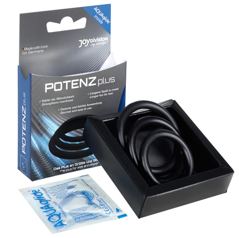 JOYDIVISION POTENZDUO - PLUS CONJUNTO DE 3 ANÉIS PRETOS - S, M, L - Image 2