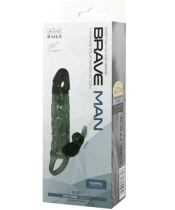 Visão alternativa de BAILE - CAPA PARA PÉNIS BRAVE MAN COM COELHO PRETO 16.5 CM