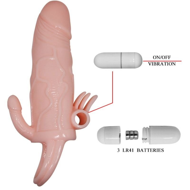 BAILE - CAPA PARA PÉNIS BRAVE MAN COM CARNE DE ESTIMULAÇÃO CLITÓRICA E ANAL 16.5 CM - Image 4