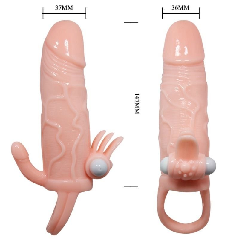 BAILE - CAPA PARA PÉNIS BRAVE MAN COM CARNE DE ESTIMULAÇÃO CLITÓRICA E ANAL 16.5 CM - Image 3